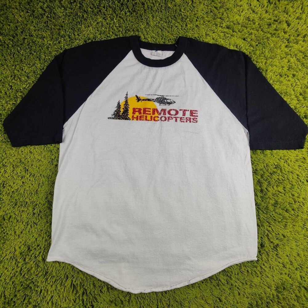 Vintage 90s 'Remote helicopters' pilots baseball team t-shirt men's XL